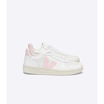 Veja V-10 LEATHER Joggesko Dame White/Pink | NO 659RVD